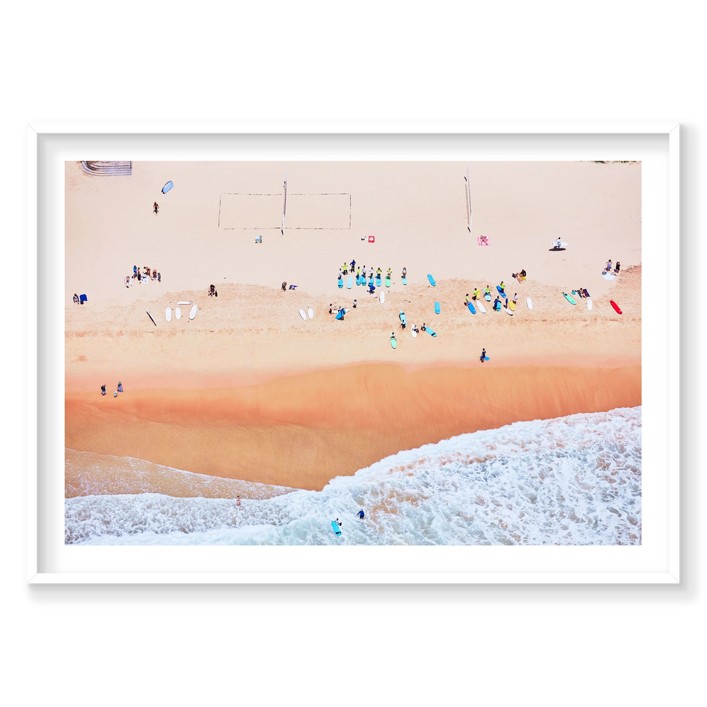 Manly Surf Club, Horizontal Print, white Victorian Ash frame