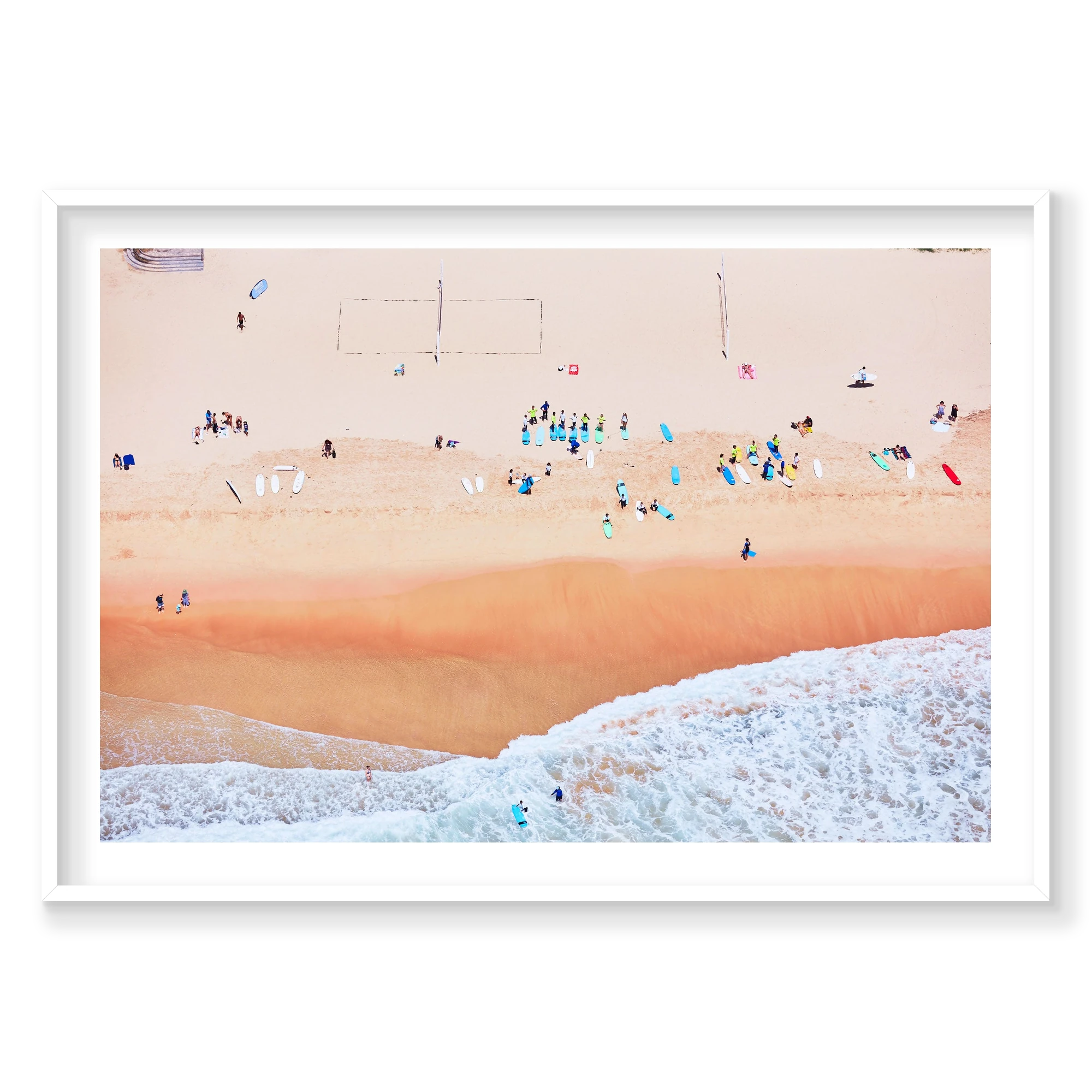 Manly Surf Club, Horizontal Print, white Victorian Ash frame