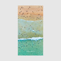 Aerial view of Manly Beach with swimmers and turquoise waves, NSW Australia, quick-dry beach towel by Remy Gerega