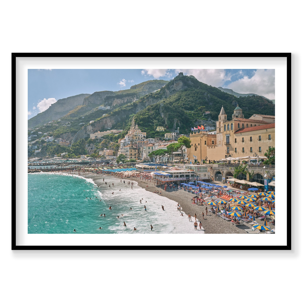 Mar Di Cobalto, Amalfi Coast, Horizontal Print, black Victorian Ash frame