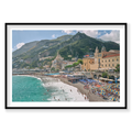 Mar Di Cobalto, Amalfi Coast, Horizontal Print, black Victorian Ash frame