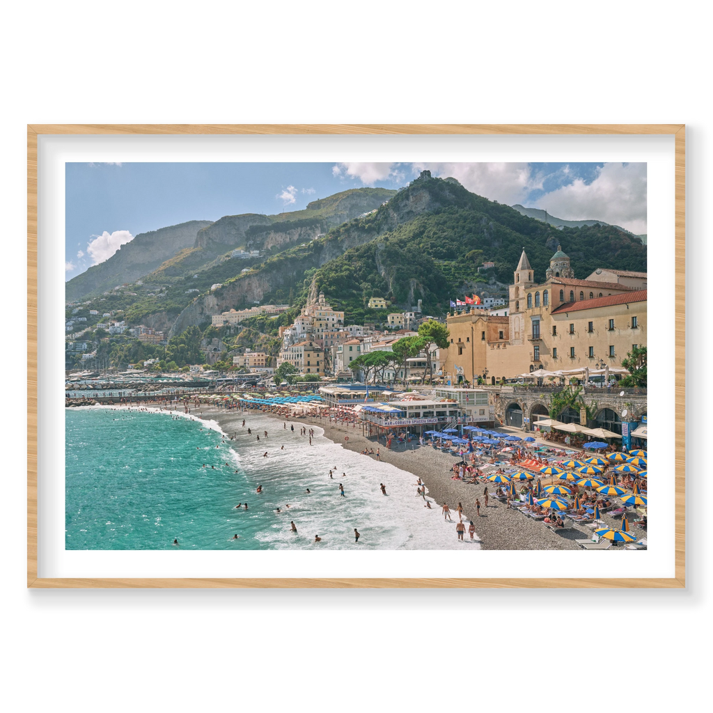 Mar Di Cobalto, Amalfi Coast, Horizontal Print, natural Victorian Ash frame
