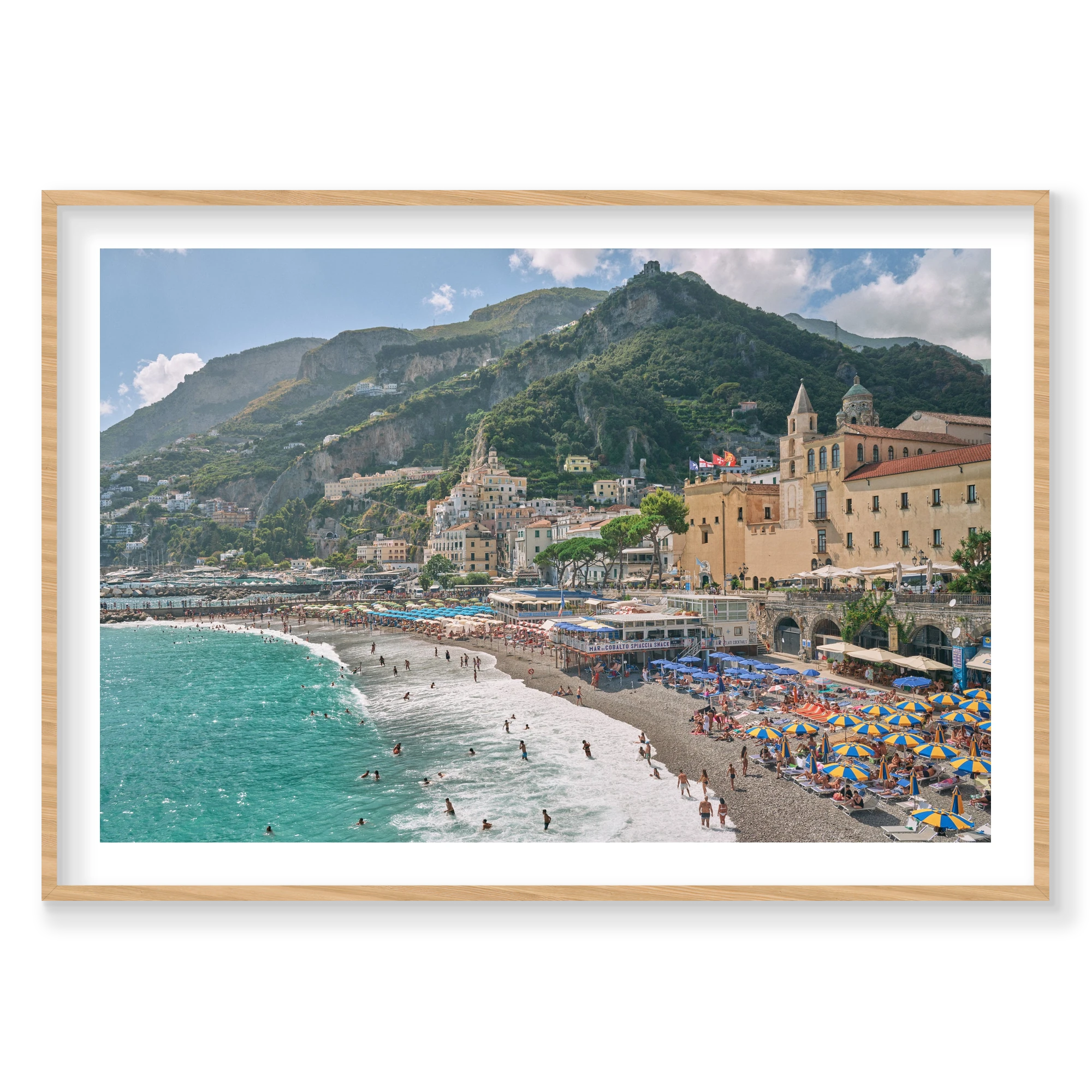 Mar Di Cobalto, Amalfi Coast, Horizontal Print, natural Victorian Ash frame