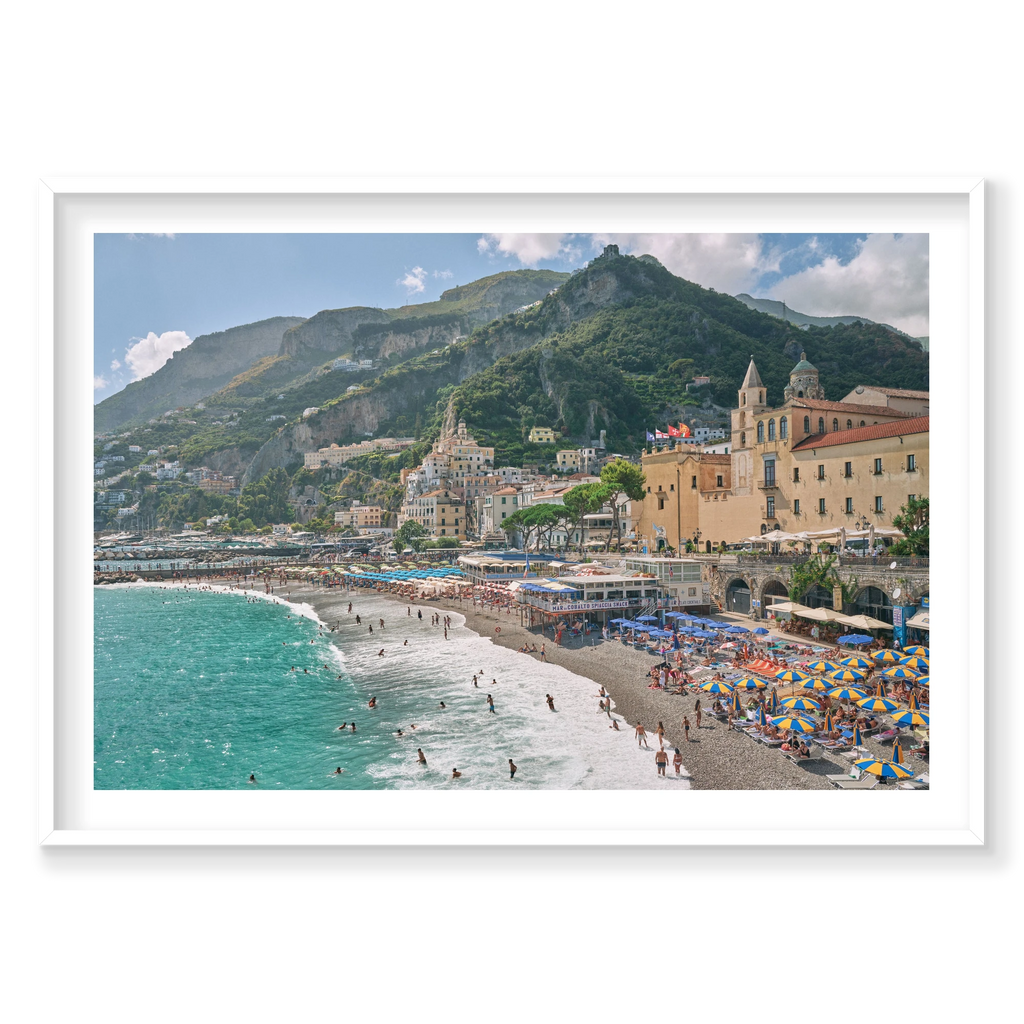 Mar Di Cobalto, Amalfi Coast, Horizontal Print, white Victorian Ash frame