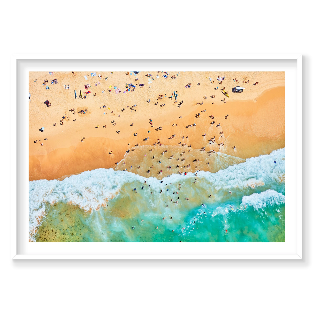 Maroubra Beach, Horizontal Print, white Victorian Ash frame