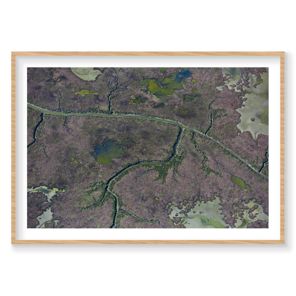 Marshland, San Francisco Bay, Horizontal Print, natural Victorian Ash frame