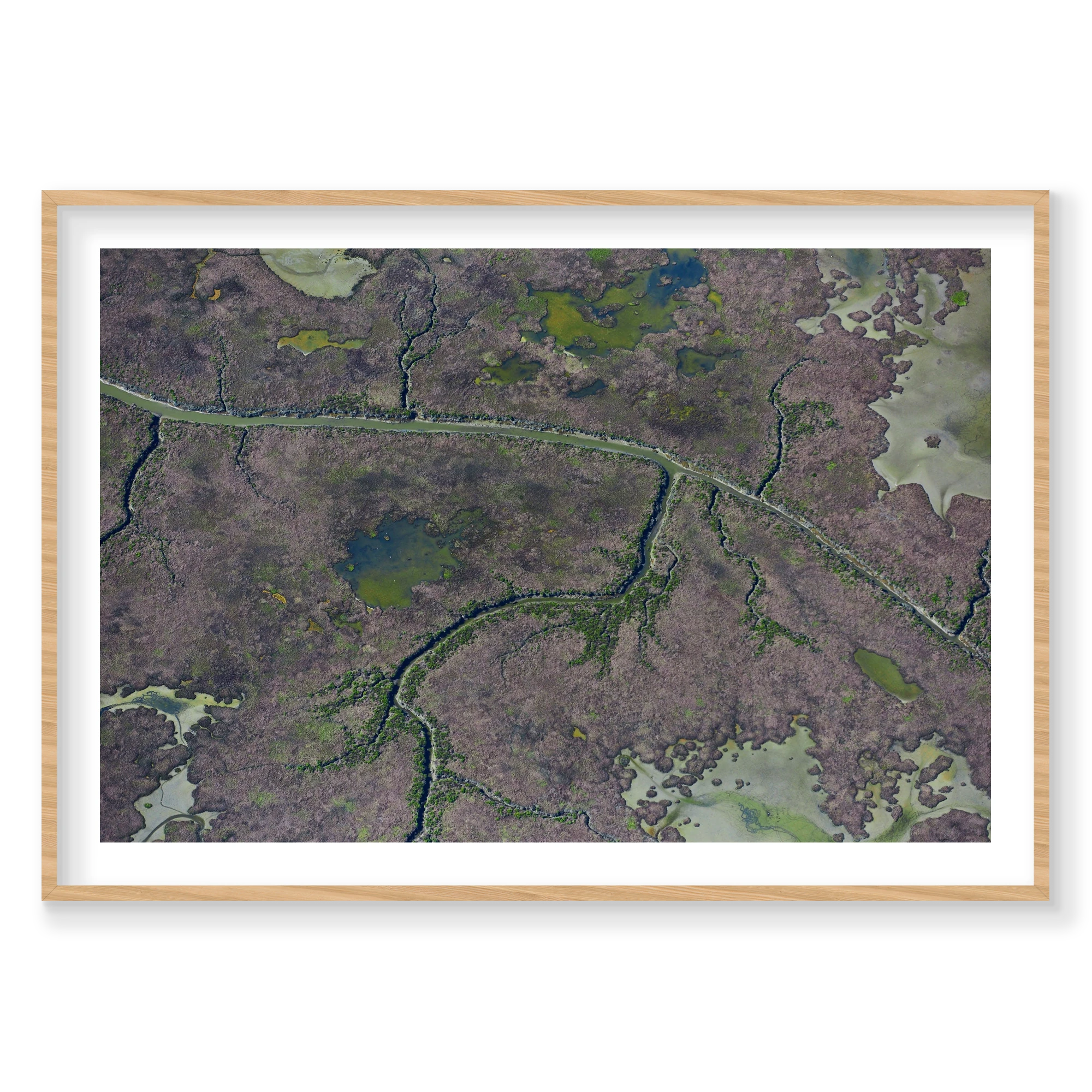 Marshland, San Francisco Bay, Horizontal Print, natural Victorian Ash frame