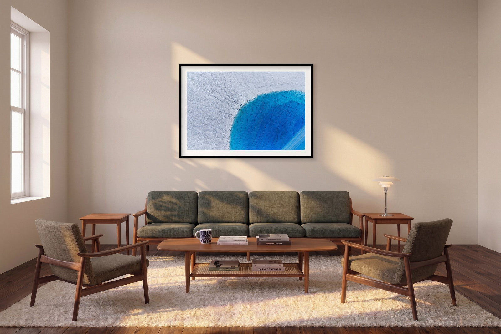 Meltwater, Greenland, Horizontal Print shown framed in a living room