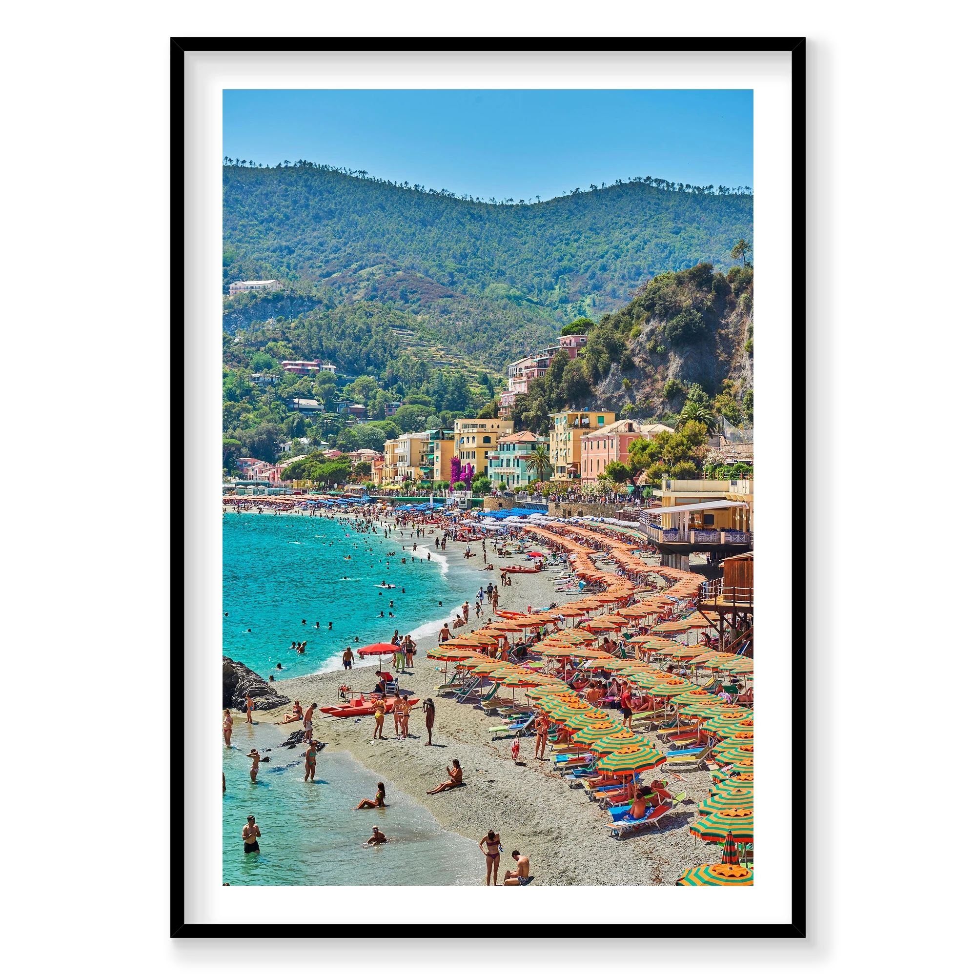 Monterosso al Mare, Cinque Terre, Vertical Print, black Victorian Ash frame