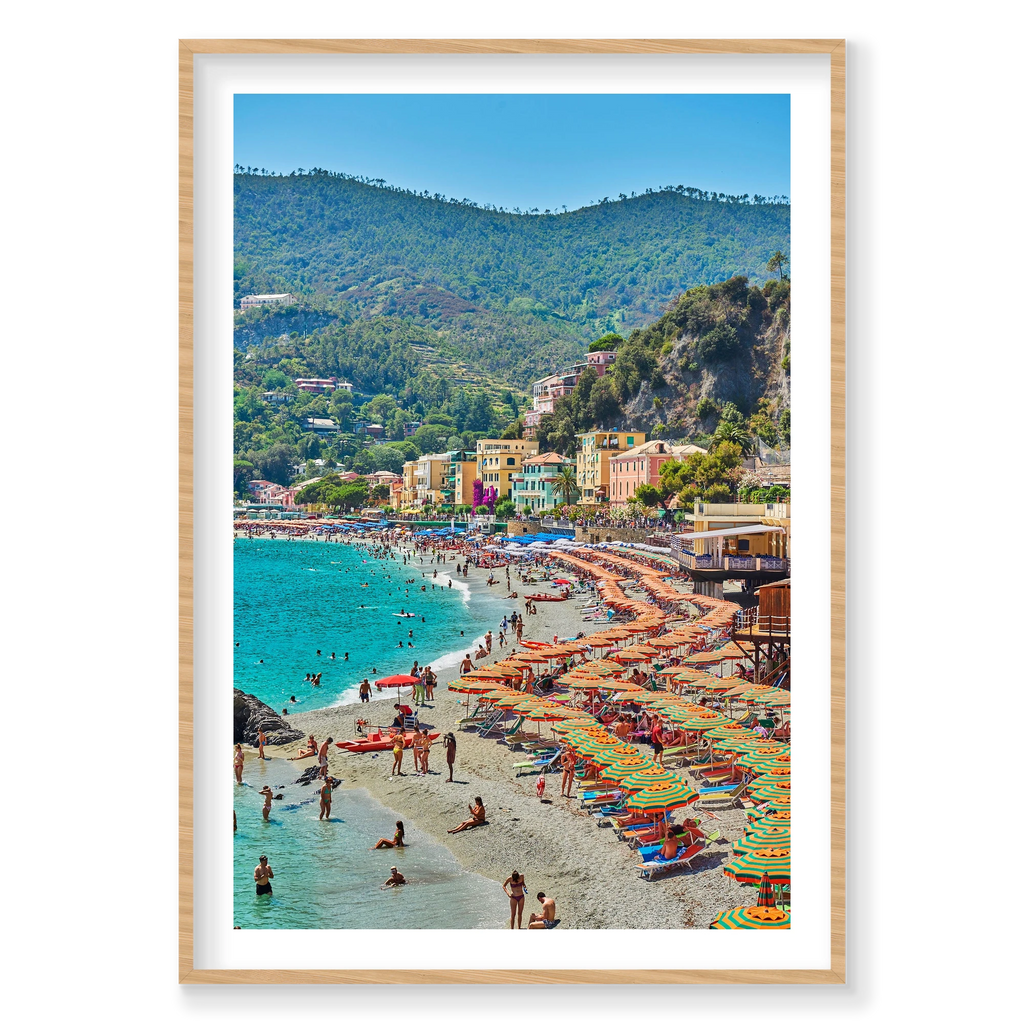 Monterosso al Mare, Cinque Terre, Vertical Print, natural Victorian Ash frame