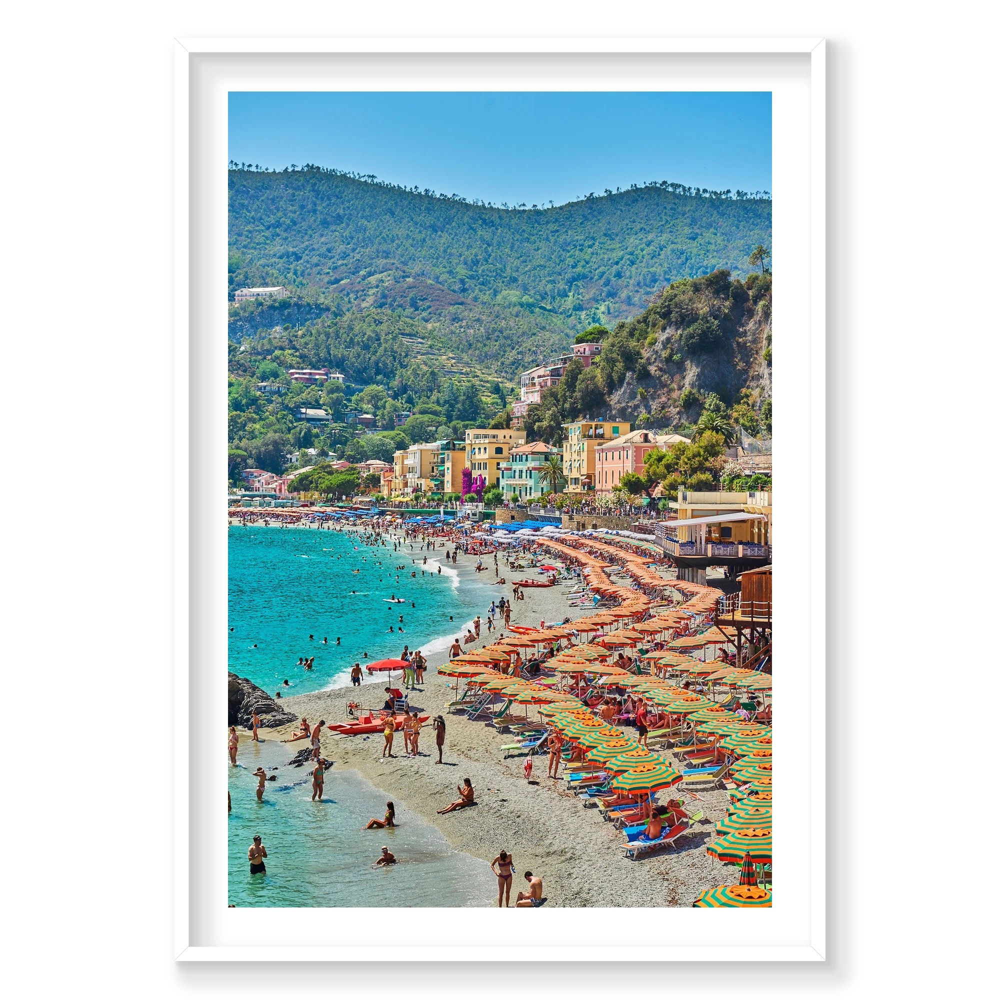 Monterosso al Mare, Cinque Terre, Vertical Print, white Victorian Ash frame