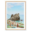 Monterosso Rock, Cinque Terre, Vertical Print, natural Victorian Ash frame