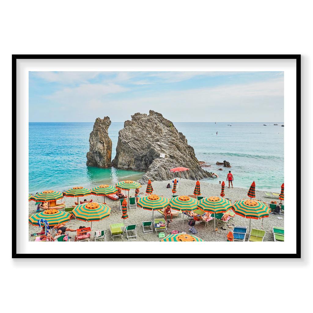 Monterosso Rock, Cinque Terre, Horizontal Print, black Victorian Ash frame