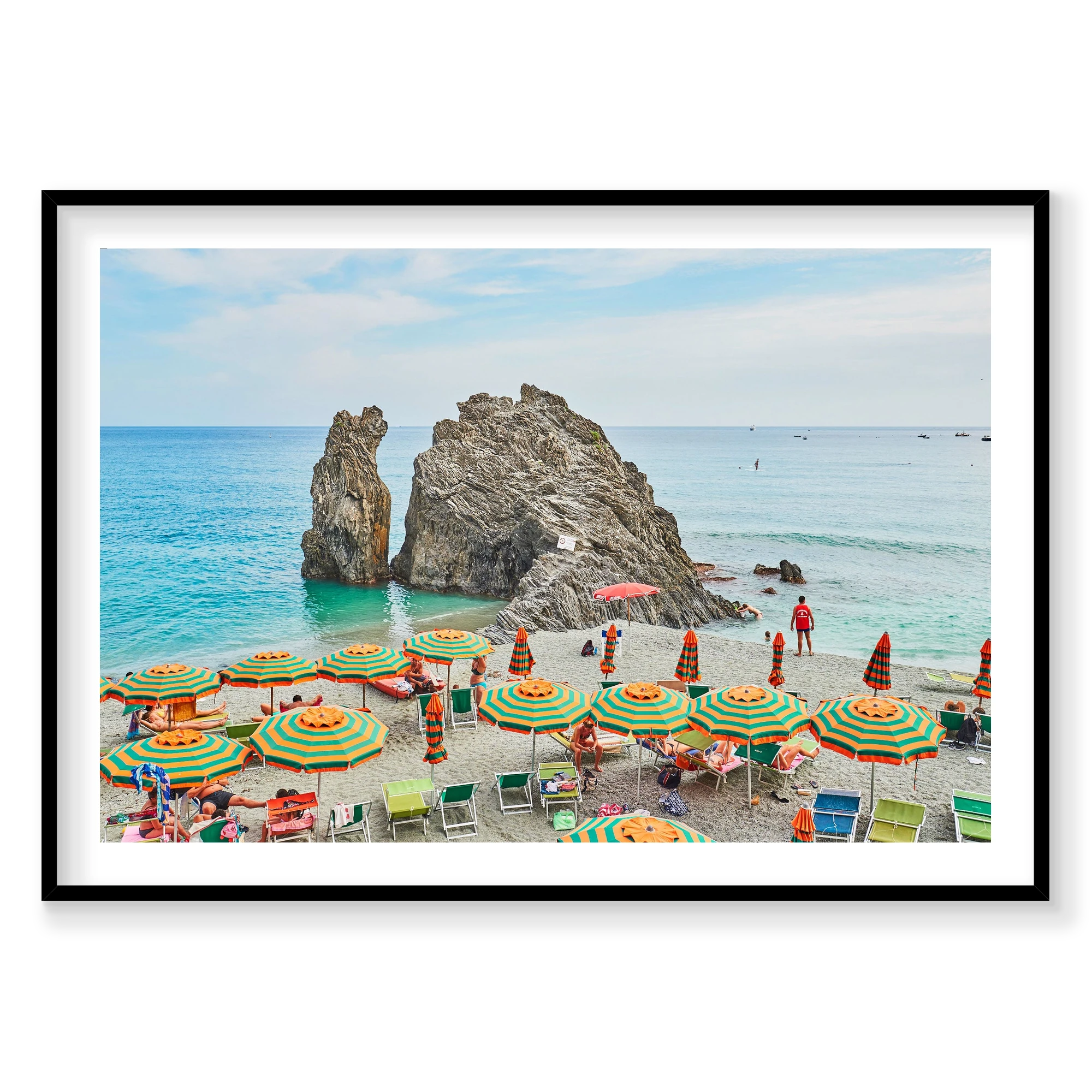 Monterosso Rock, Cinque Terre, Horizontal Print, black Victorian Ash frame
