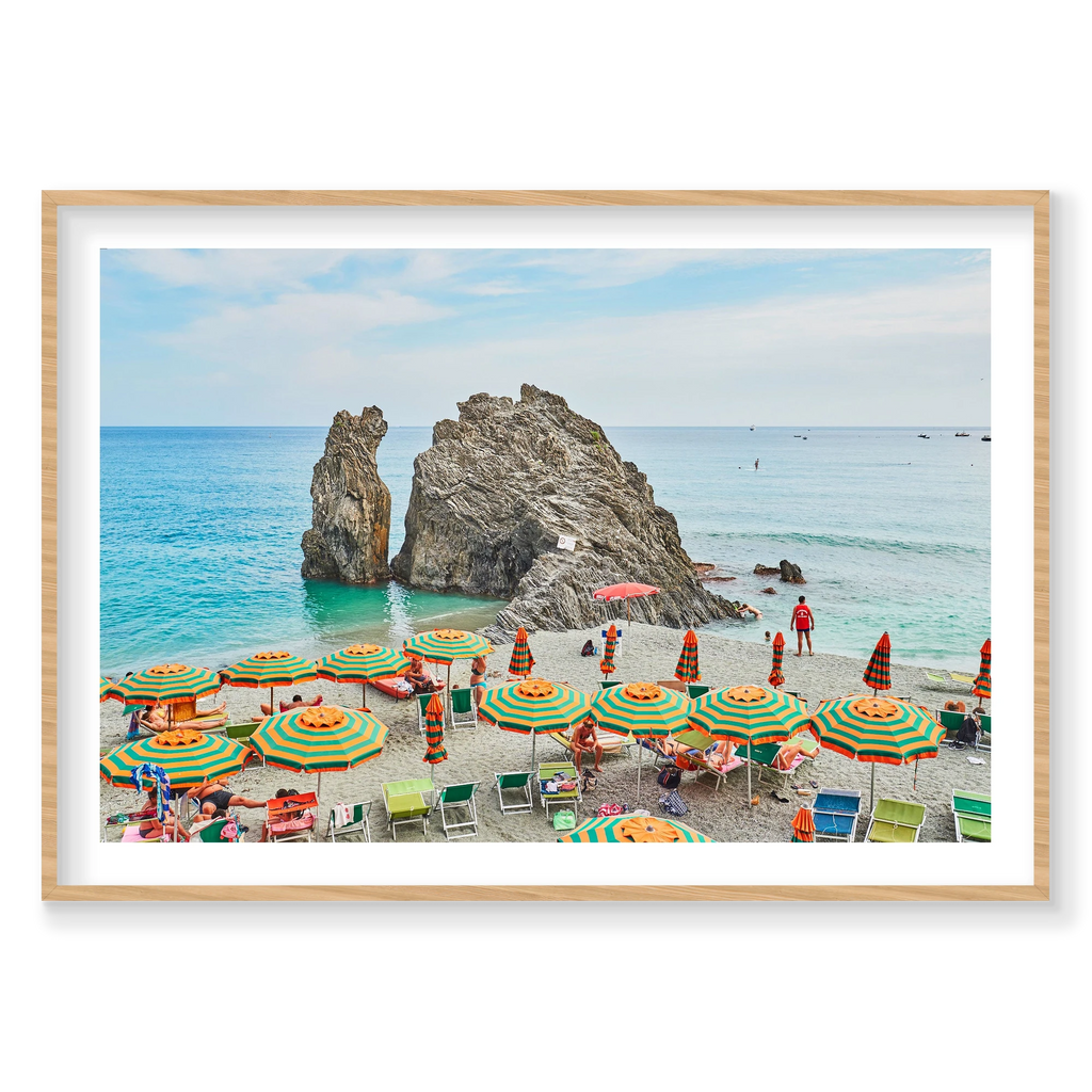 Monterosso Rock, Cinque Terre, Horizontal Print, natural Victorian Ash frame