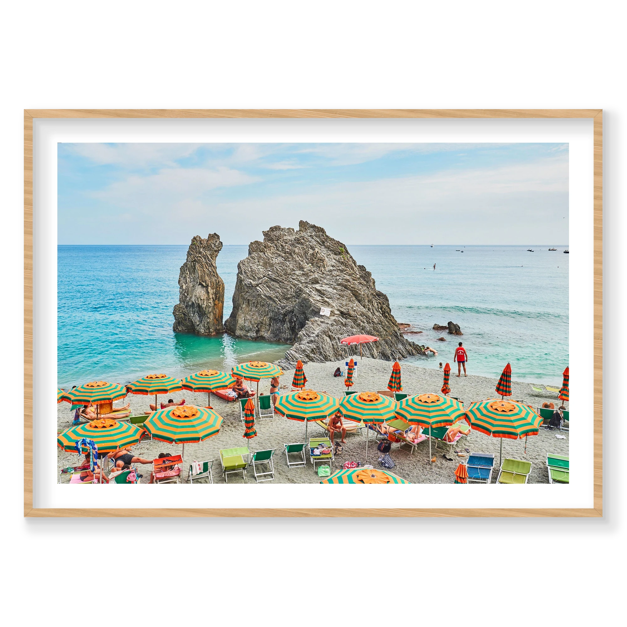 Monterosso Rock, Cinque Terre, Horizontal Print, natural Victorian Ash frame