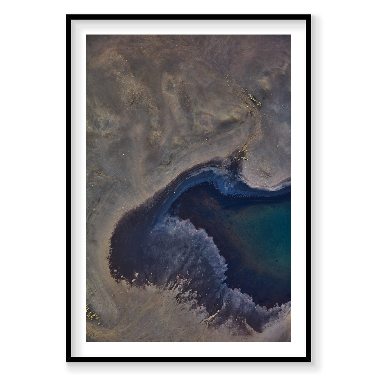 Moonscape, Iceland, Vertical Print, black Victorian Ash frame