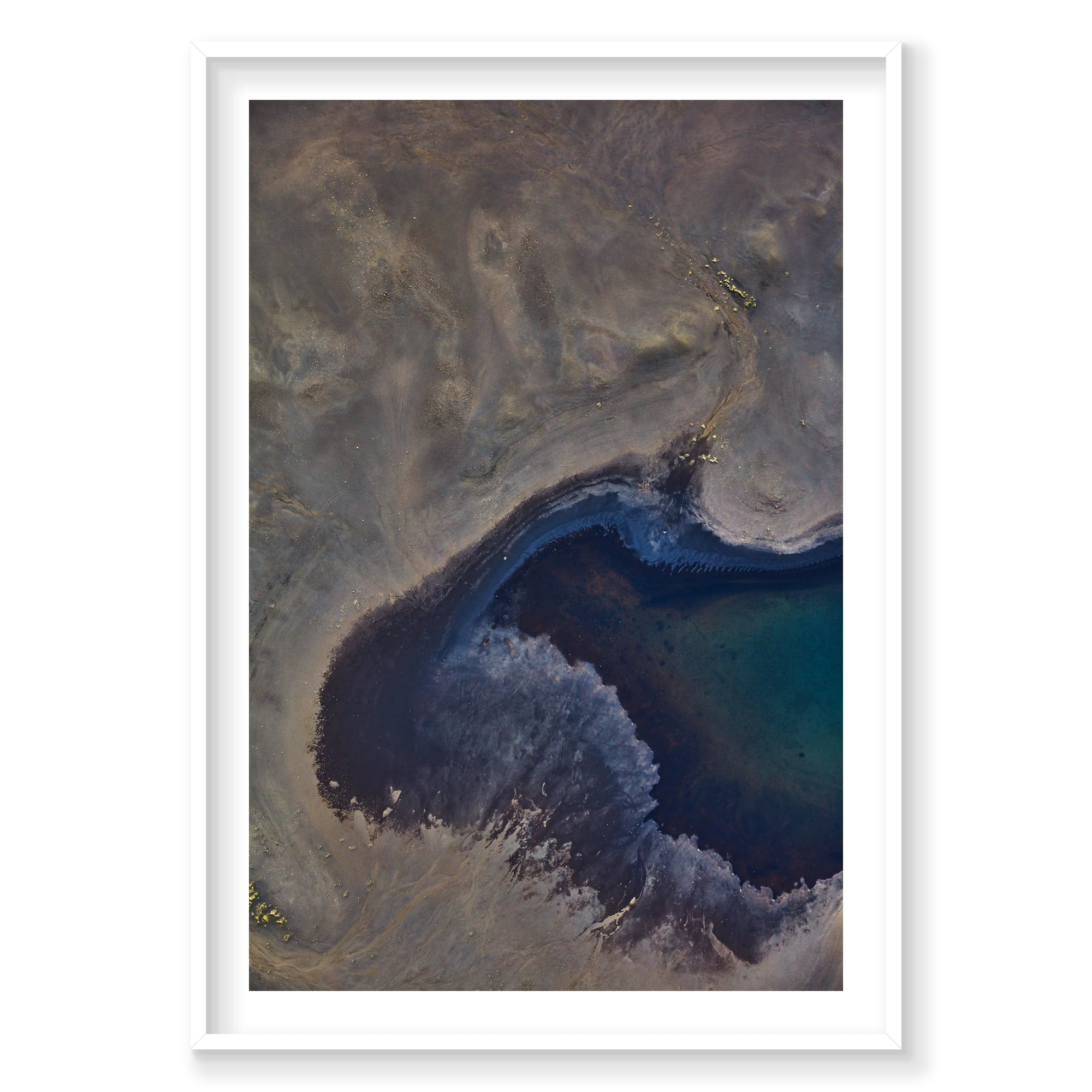 Moonscape, Iceland, Vertical Print, white Victorian Ash frame