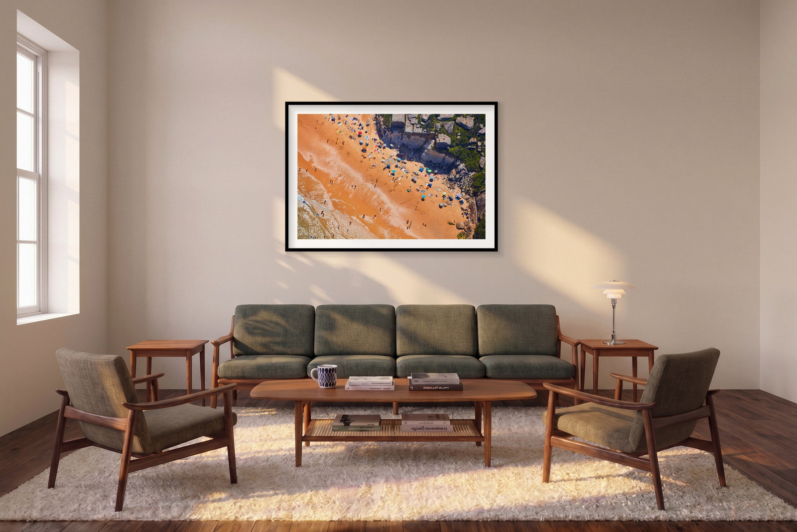North Curl Curl Beach, Horizontal Print shown framed in a living room