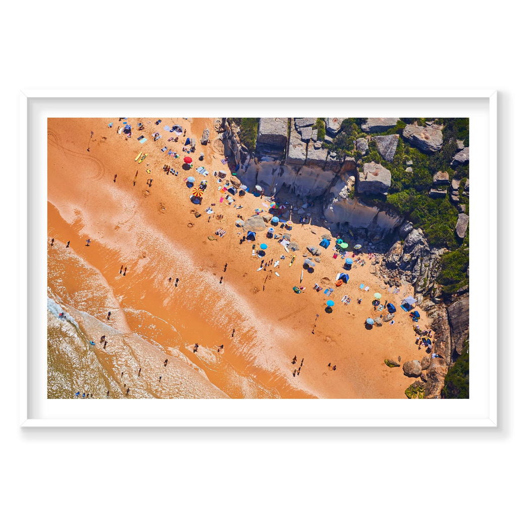 North Curl Curl Beach, Horizontal Print, white Victorian Ash frame