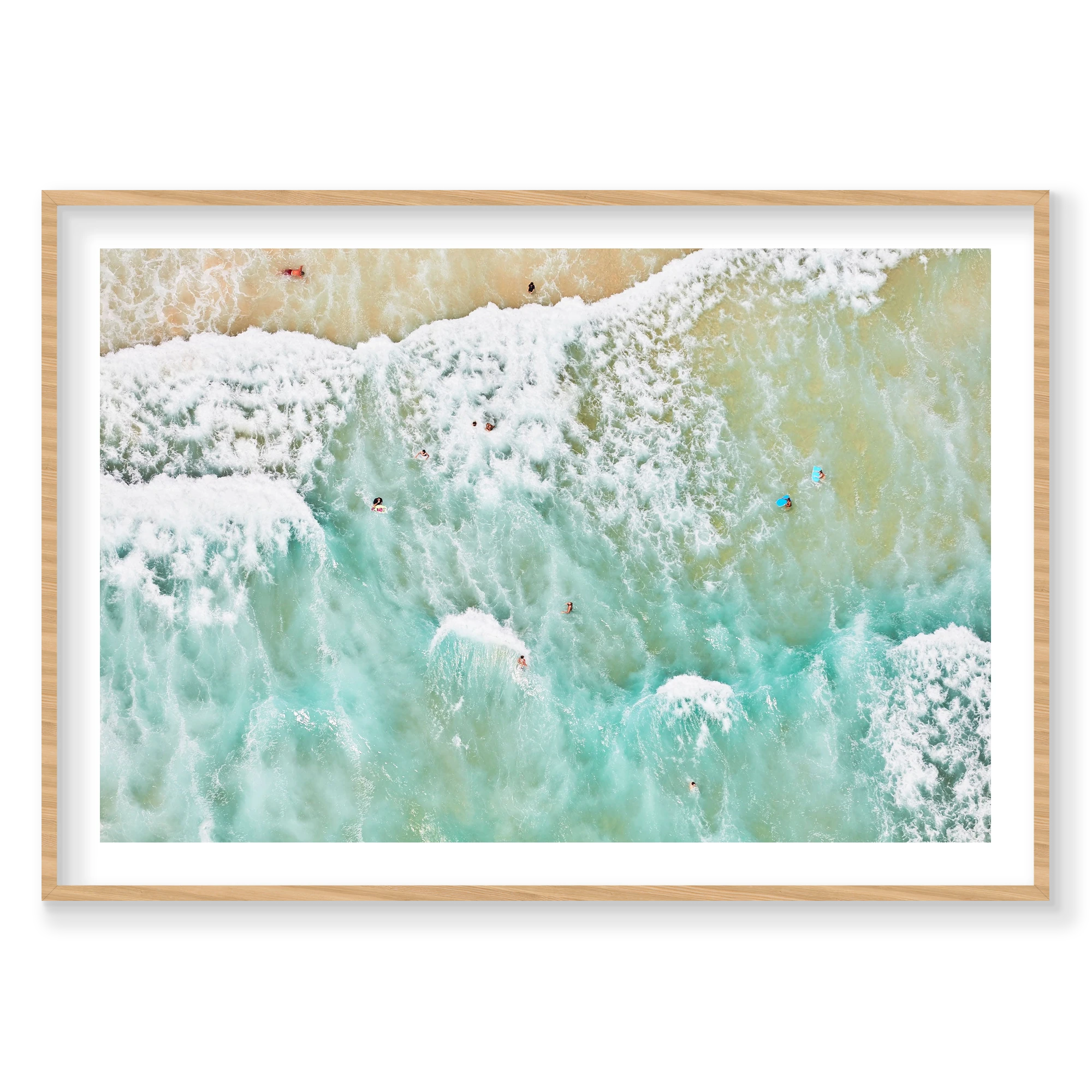 Ocean Swimmers, Byron Bay, Horizontal Print, natural Victorian Ash frame