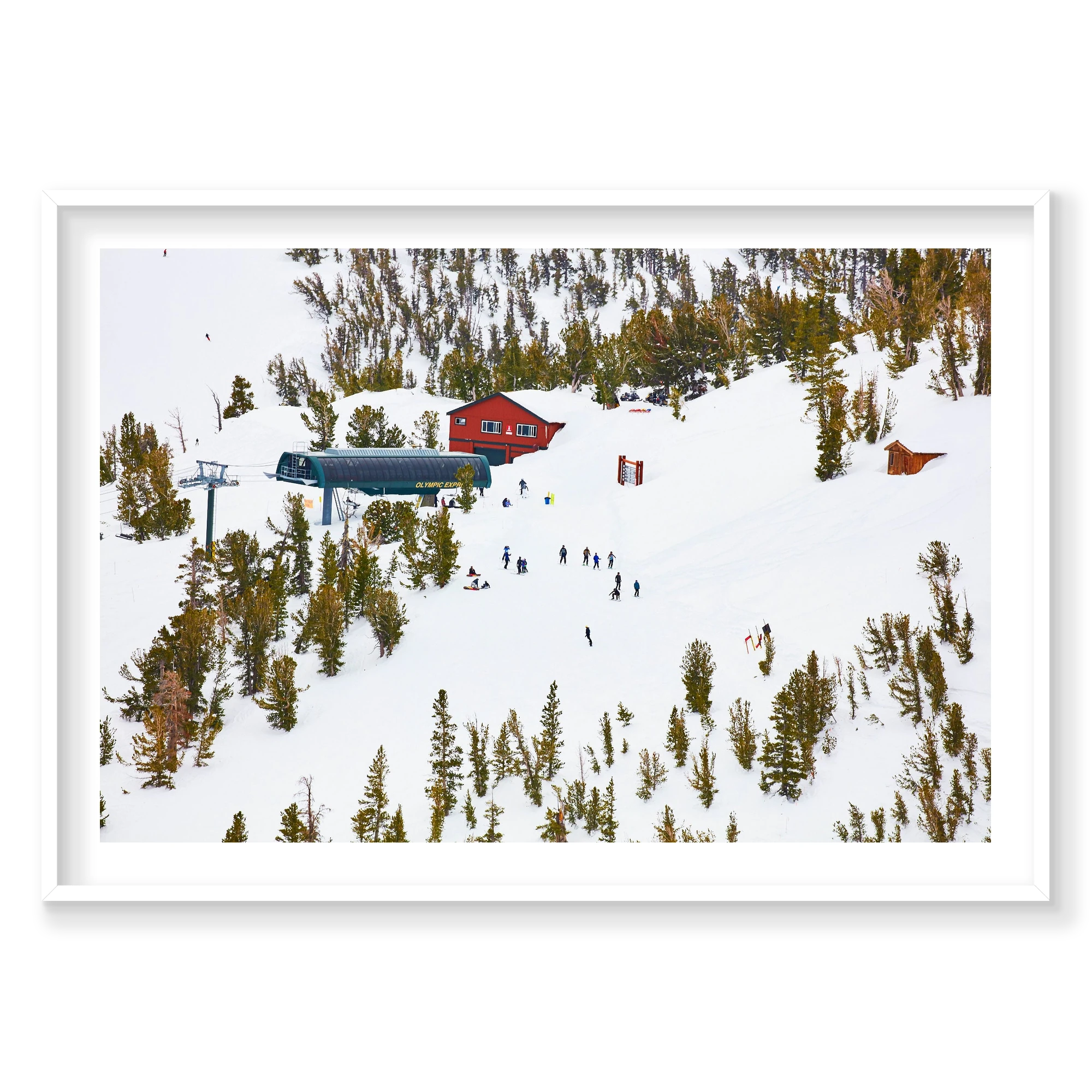 Olympic Express, Lake Tahoe, Horizontal Print, white Victorian Ash frame