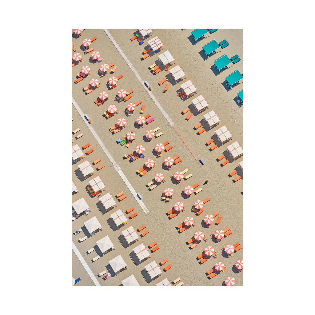 Orange Lounge Chairs, Italy, Vertical Print, print only