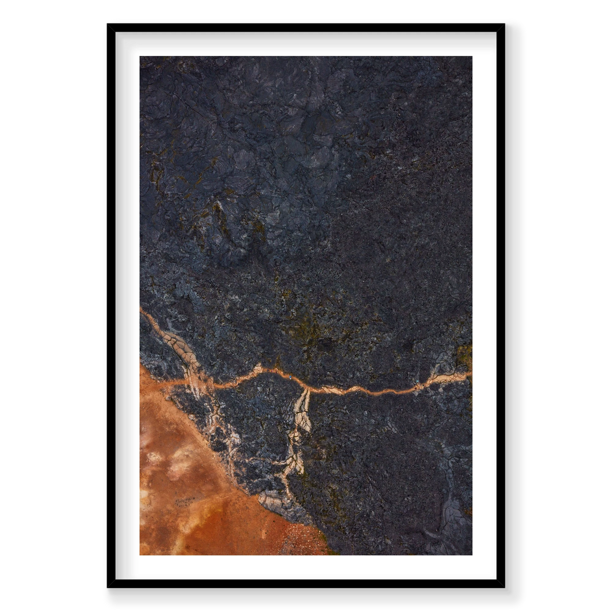 Orange Path, Iceland, Vertical Print, black Victorian Ash frame