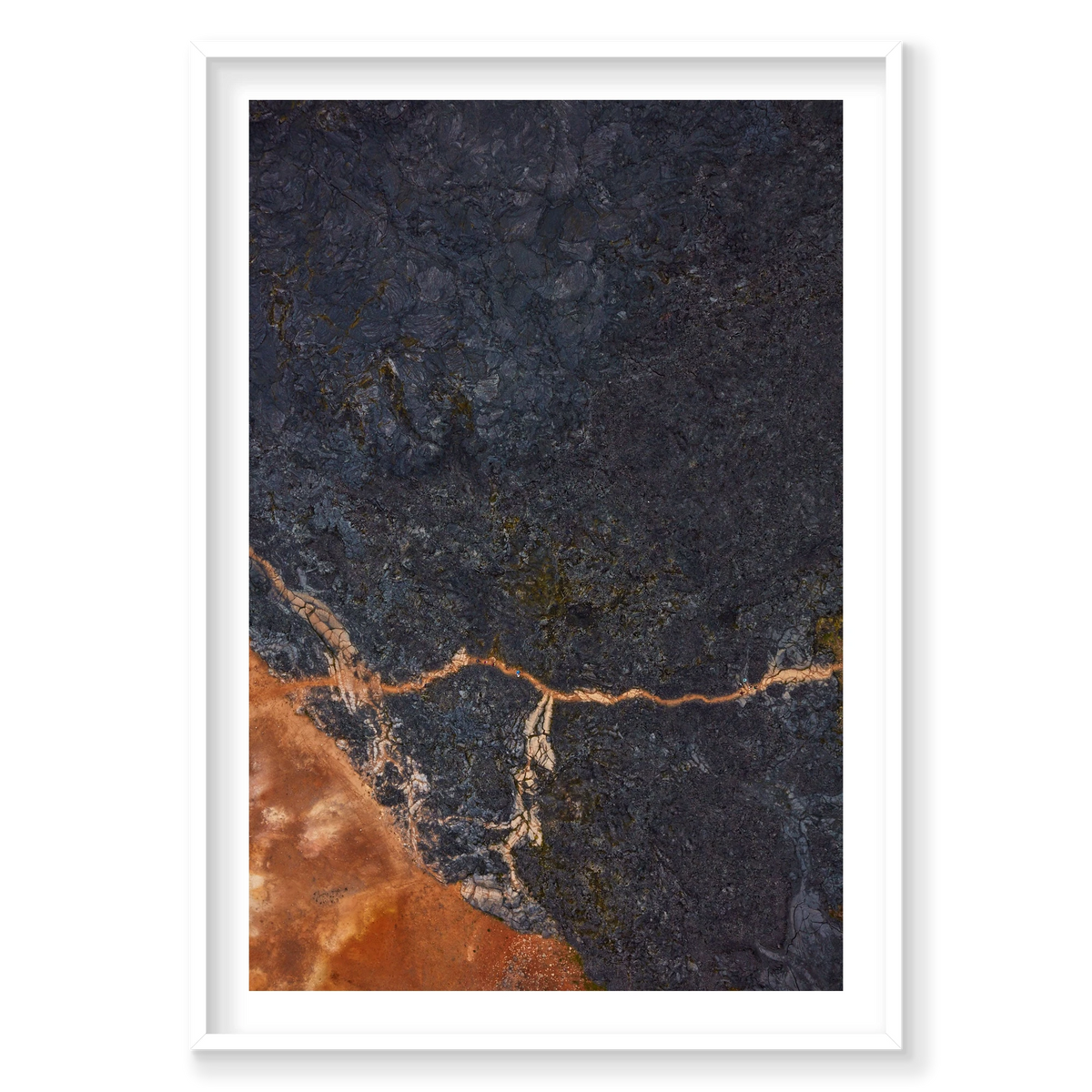 Orange Path, Iceland, Vertical Print, white Victorian Ash frame