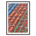 Orange Umbrellas Positano, Amalfi Coast, Vertical Print, black Victorian Ash frame