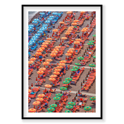 Orange Umbrellas Positano, Amalfi Coast, Vertical Print