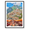 Positano Beach, Amalfi Coast, Vertical Print, black Victorian Ash frame