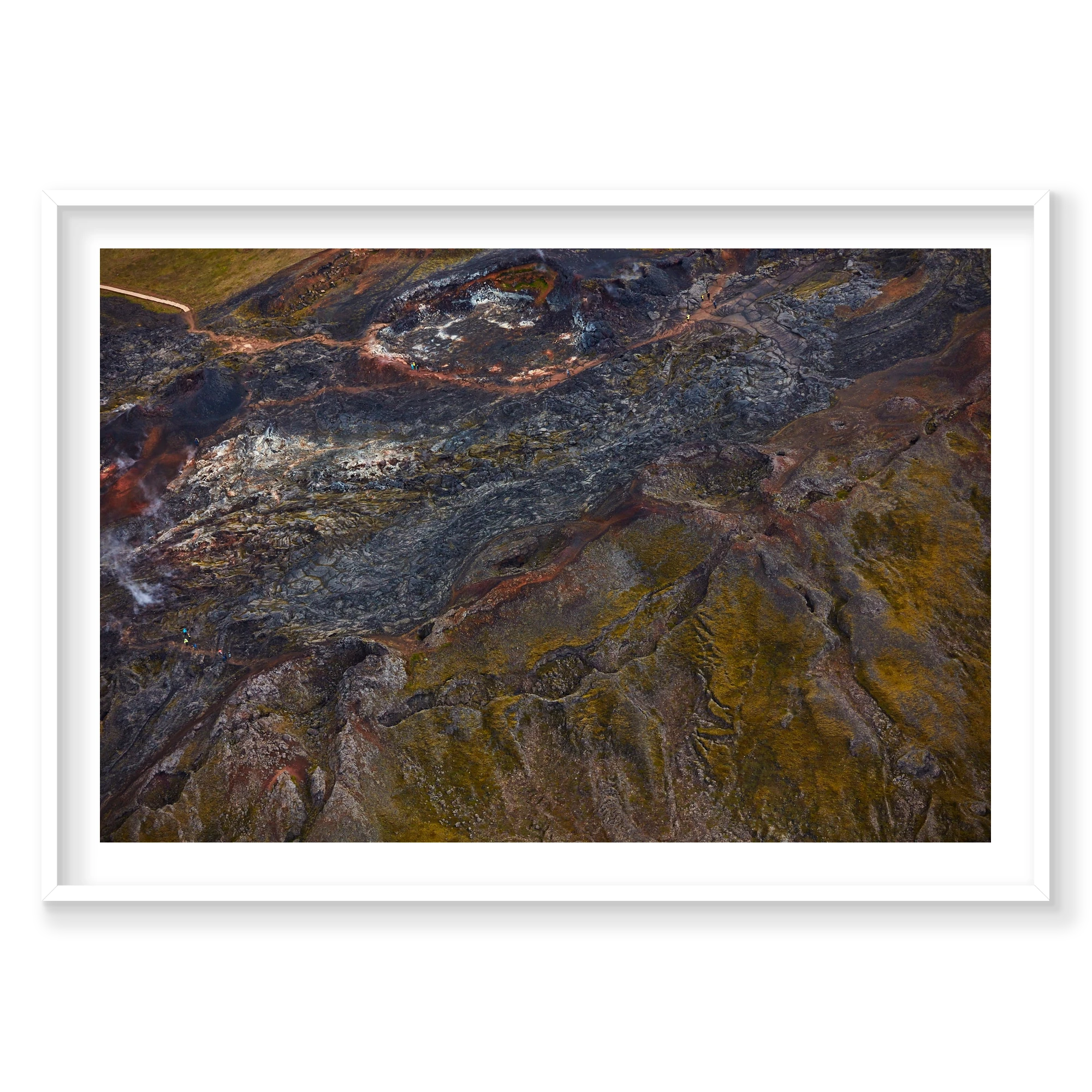 Prehistoric, Iceland, Horizontal Print, white Victorian Ash frame