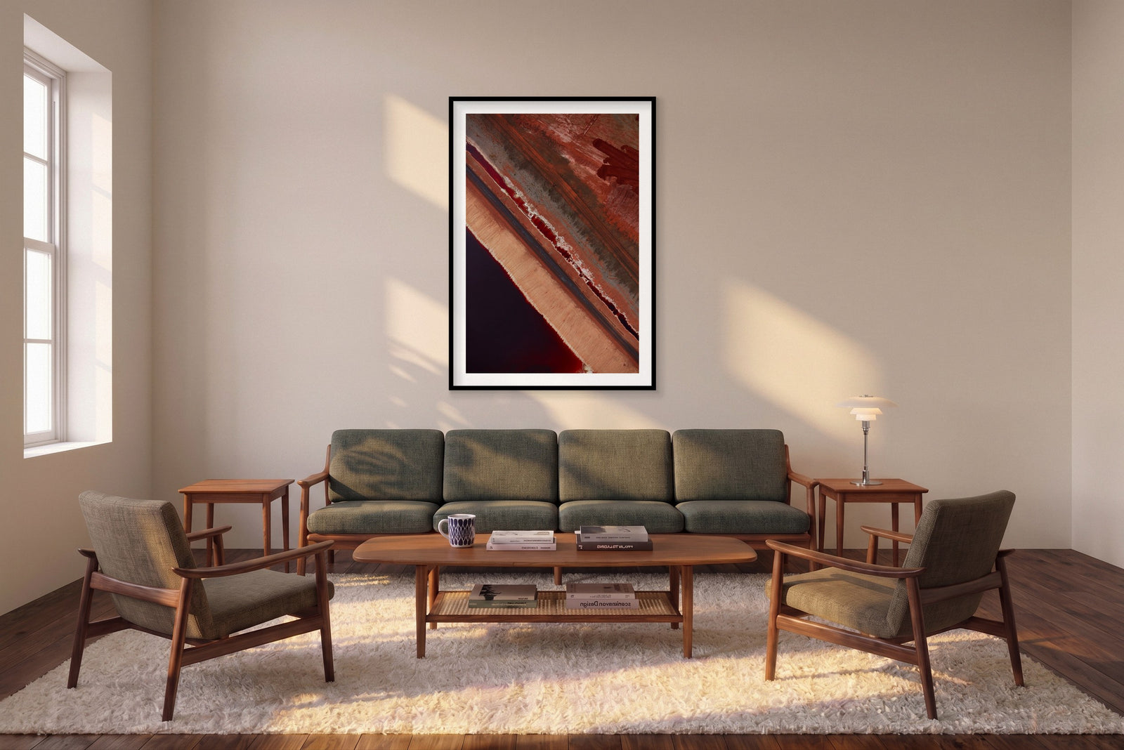 Red Mud, Western Australia, Vertical Print shown framed in a living room