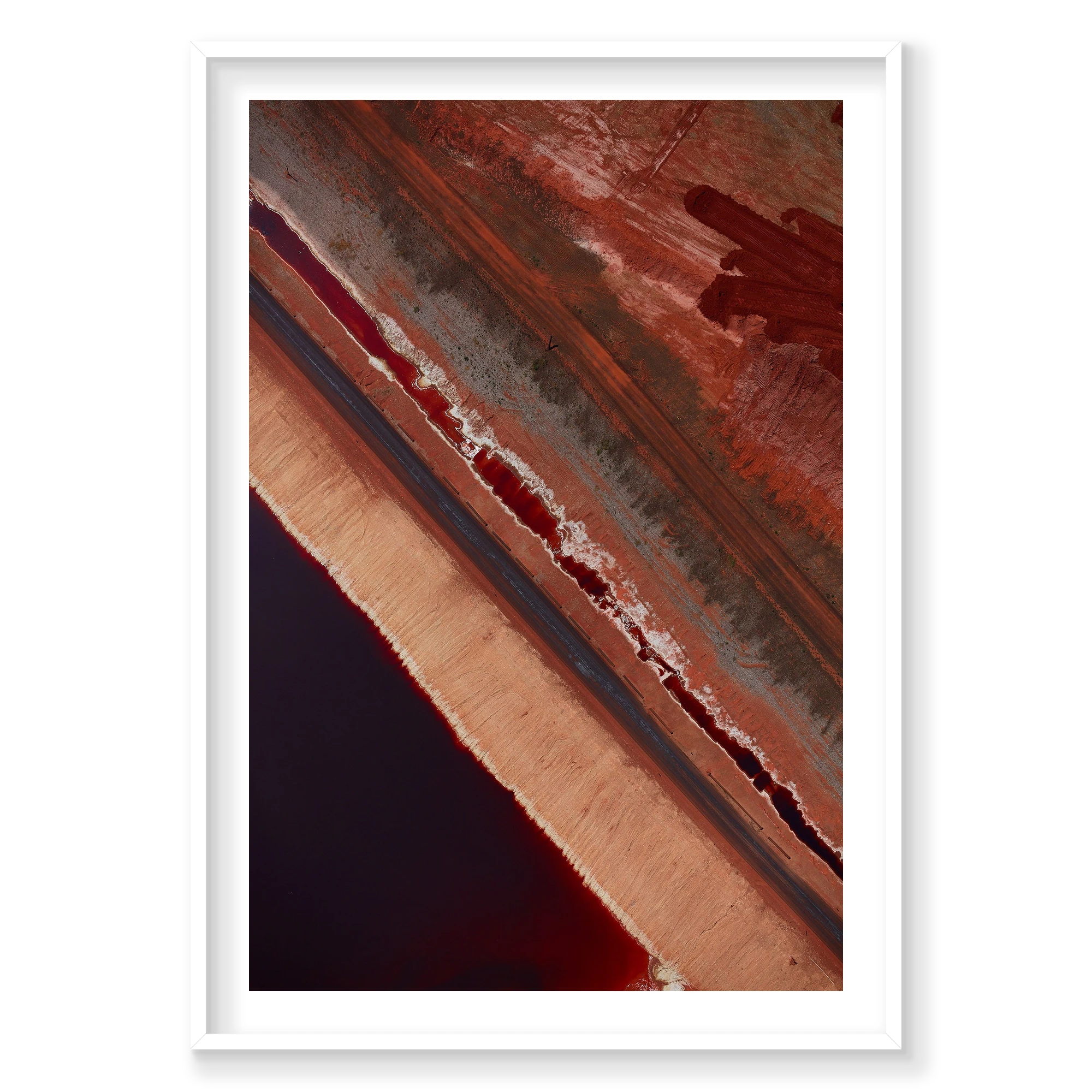 Red Mud, Western Australia, Vertical Print, white Victorian Ash frame
