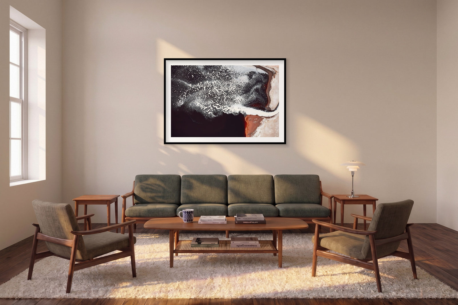 Residue, Western Australia, Horizontal Print shown framed in a living room
