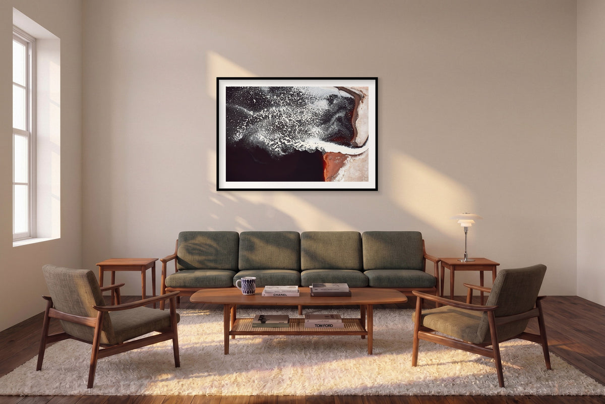 Residue, Western Australia, Horizontal Print shown framed in a living room