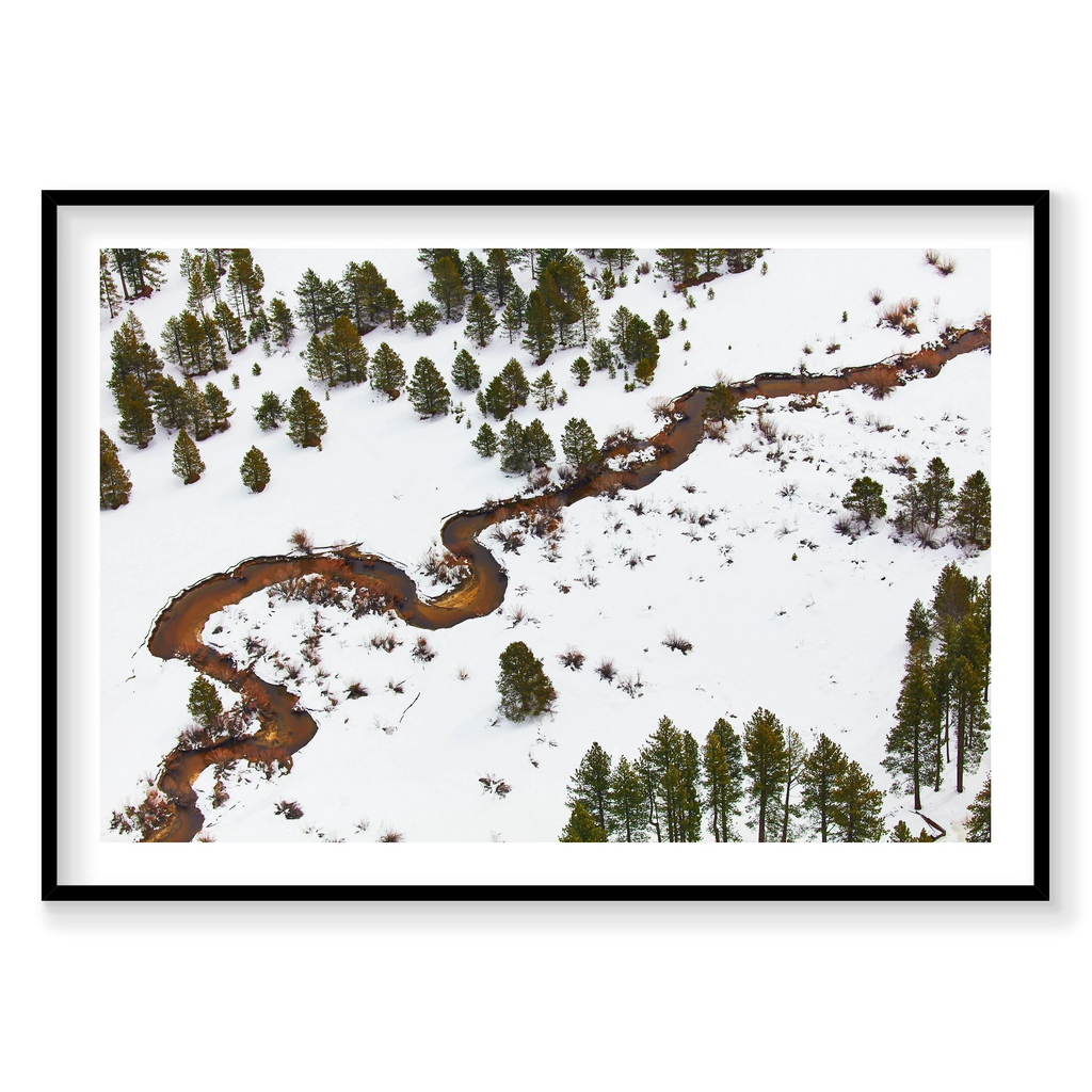Rivers, Lake Tahoe, Horizontal Print, black Victorian Ash frame