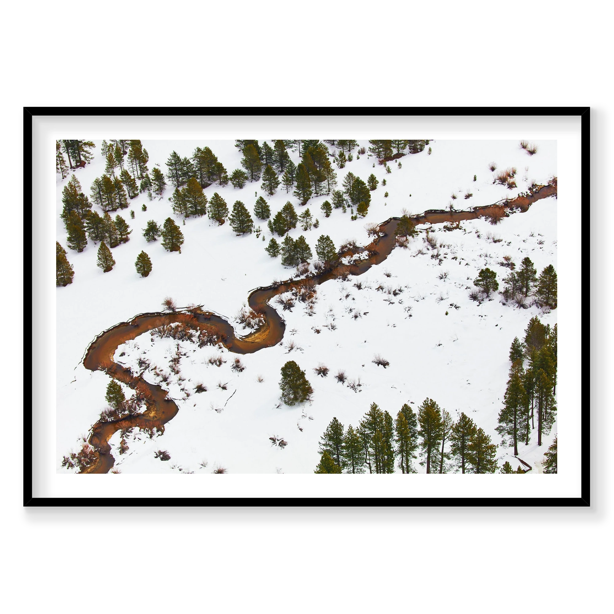 Rivers, Lake Tahoe, Horizontal Print, black Victorian Ash frame