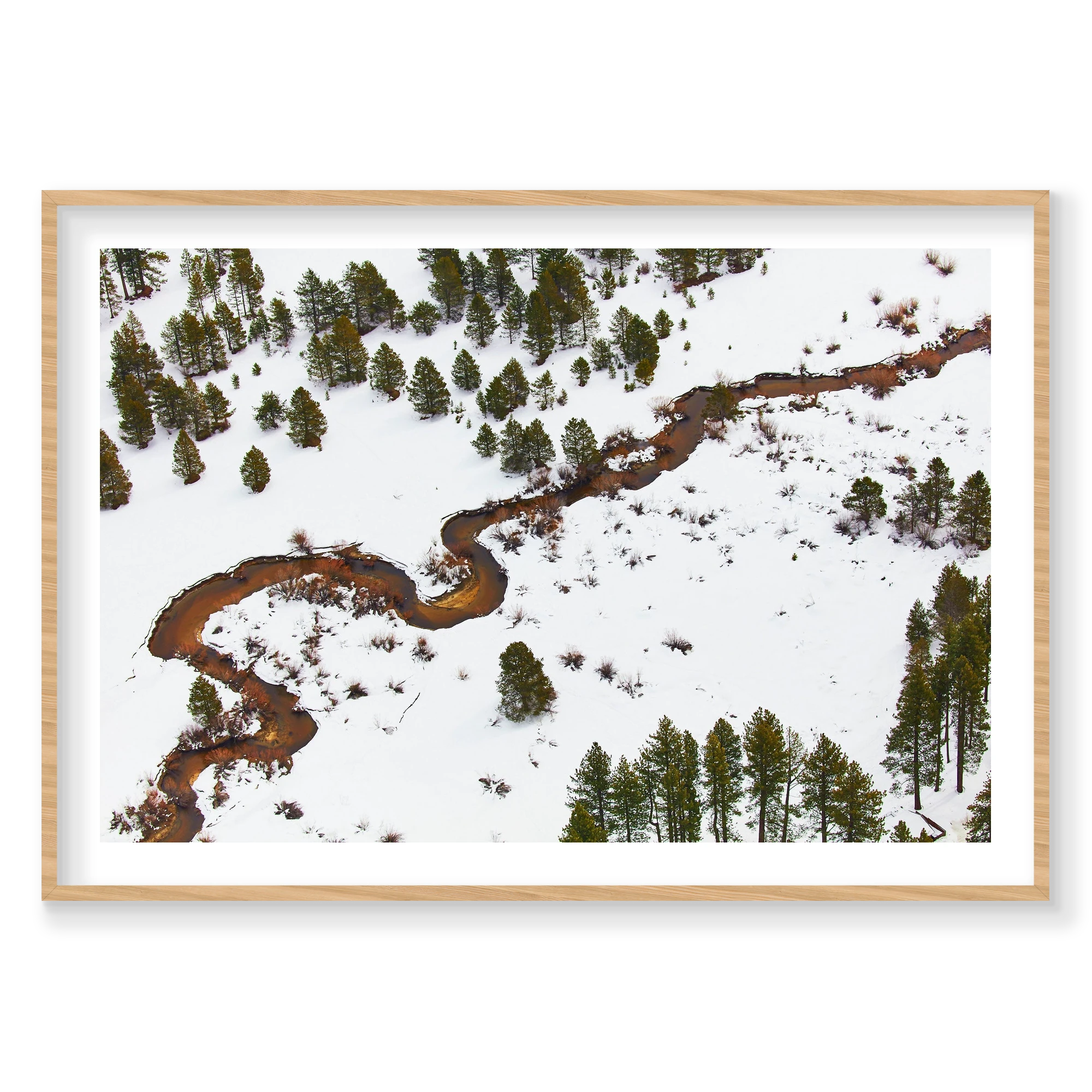Rivers, Lake Tahoe, Horizontal Print, natural Victorian Ash frame
