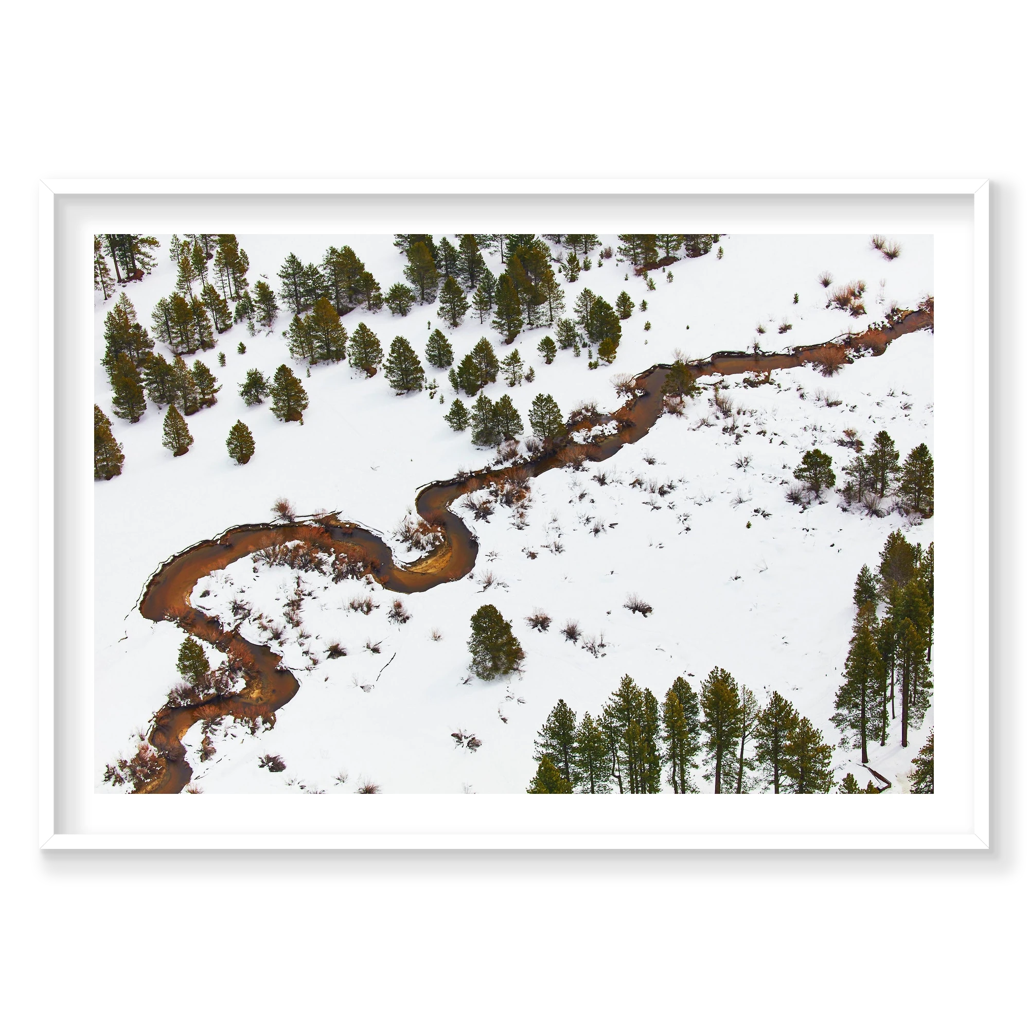 Rivers, Lake Tahoe, Horizontal Print, white Victorian Ash frame