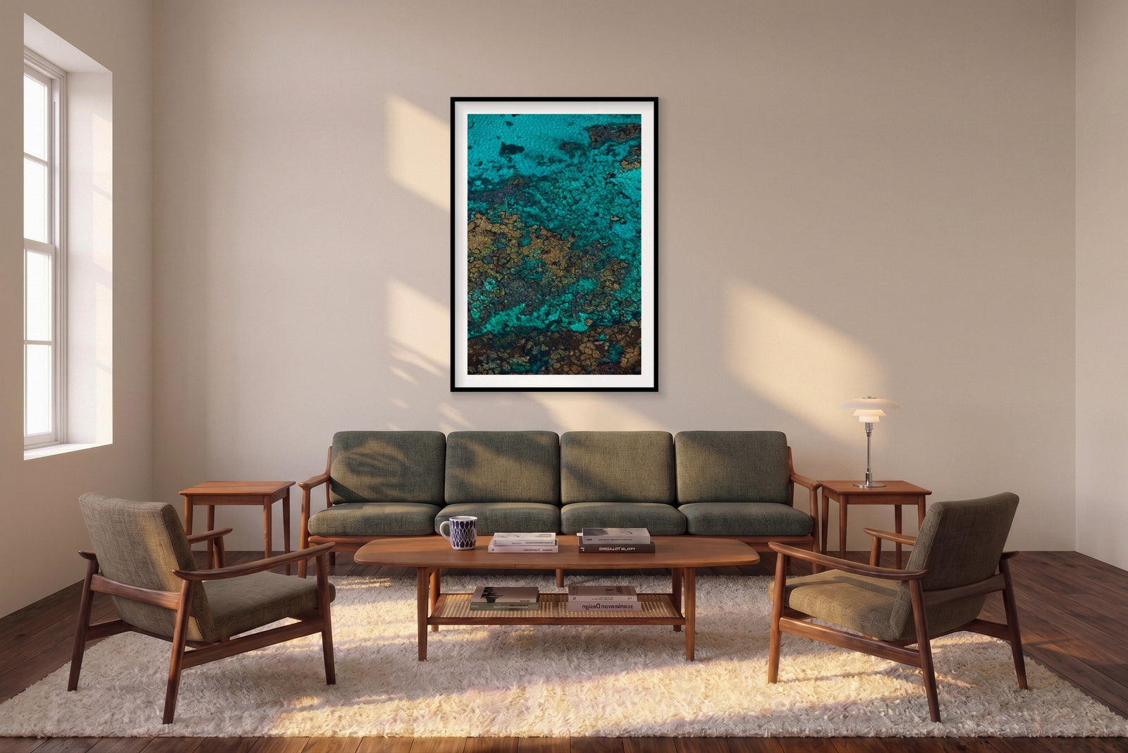 Rotto Reef, Rottnest Island, WA, Vertical Print shown framed in a living room