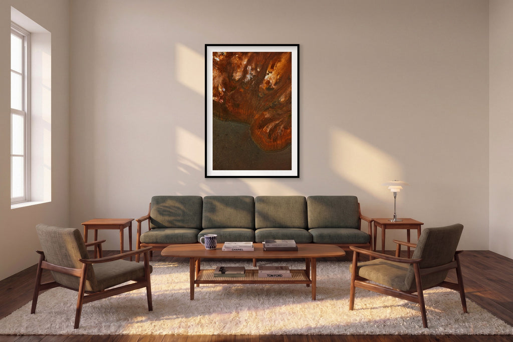 Rusty, Iceland, Vertical Print shown framed in a living room