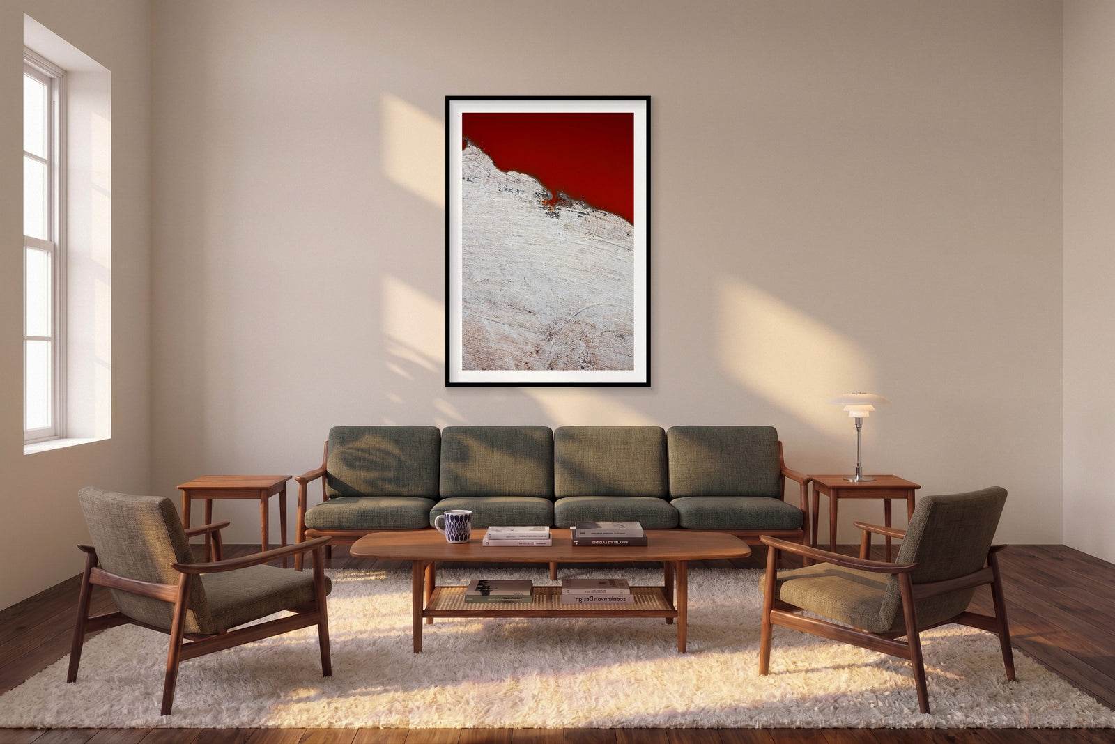 Salt, San Francisco Bay, Vertical Print shown framed in a living room