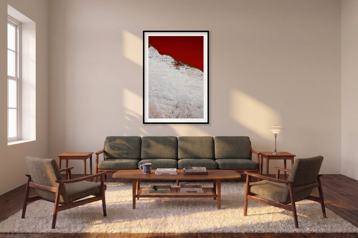Salt, San Francisco Bay, Vertical Print shown framed in a living room