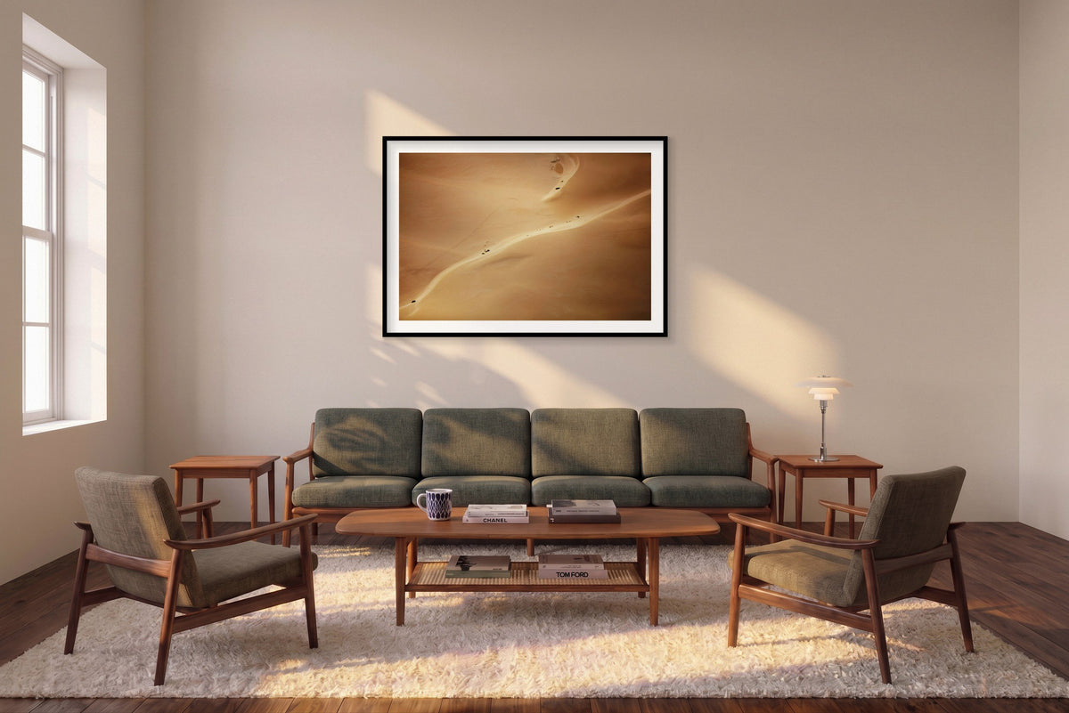 Sand Dunes, Kalbarri, Horizontal Print shown framed in a living room