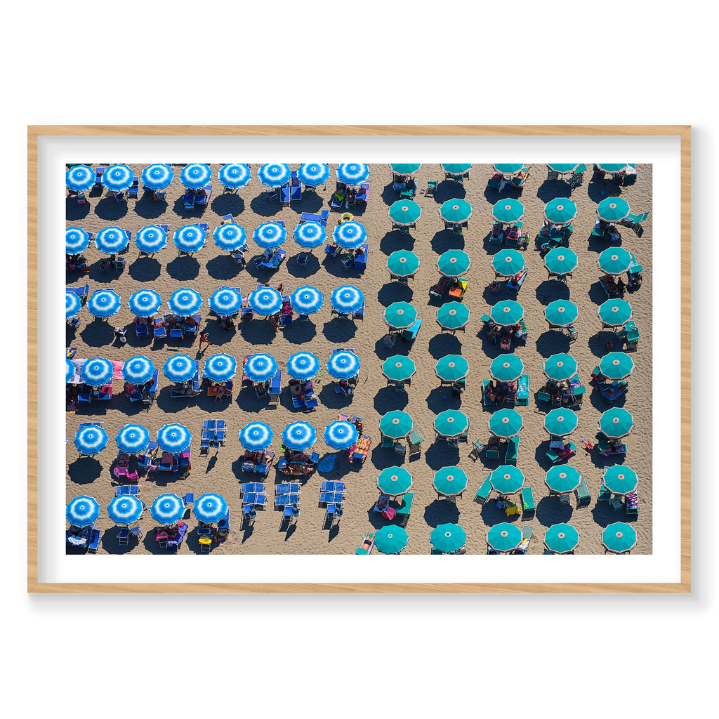 Shade Of Blue, Italy, Horizontal Print, natural Victorian Ash frame