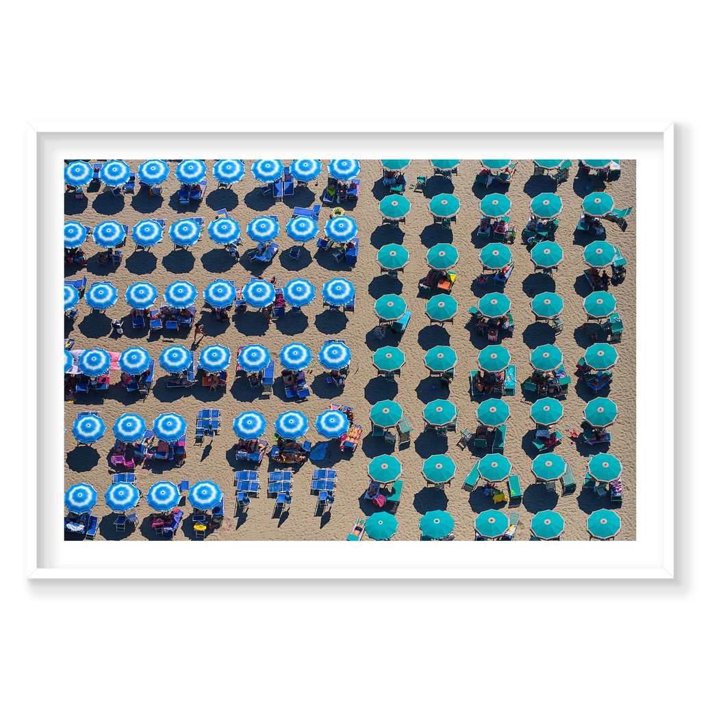 Shade Of Blue, Italy, Horizontal Print, white Victorian Ash frame