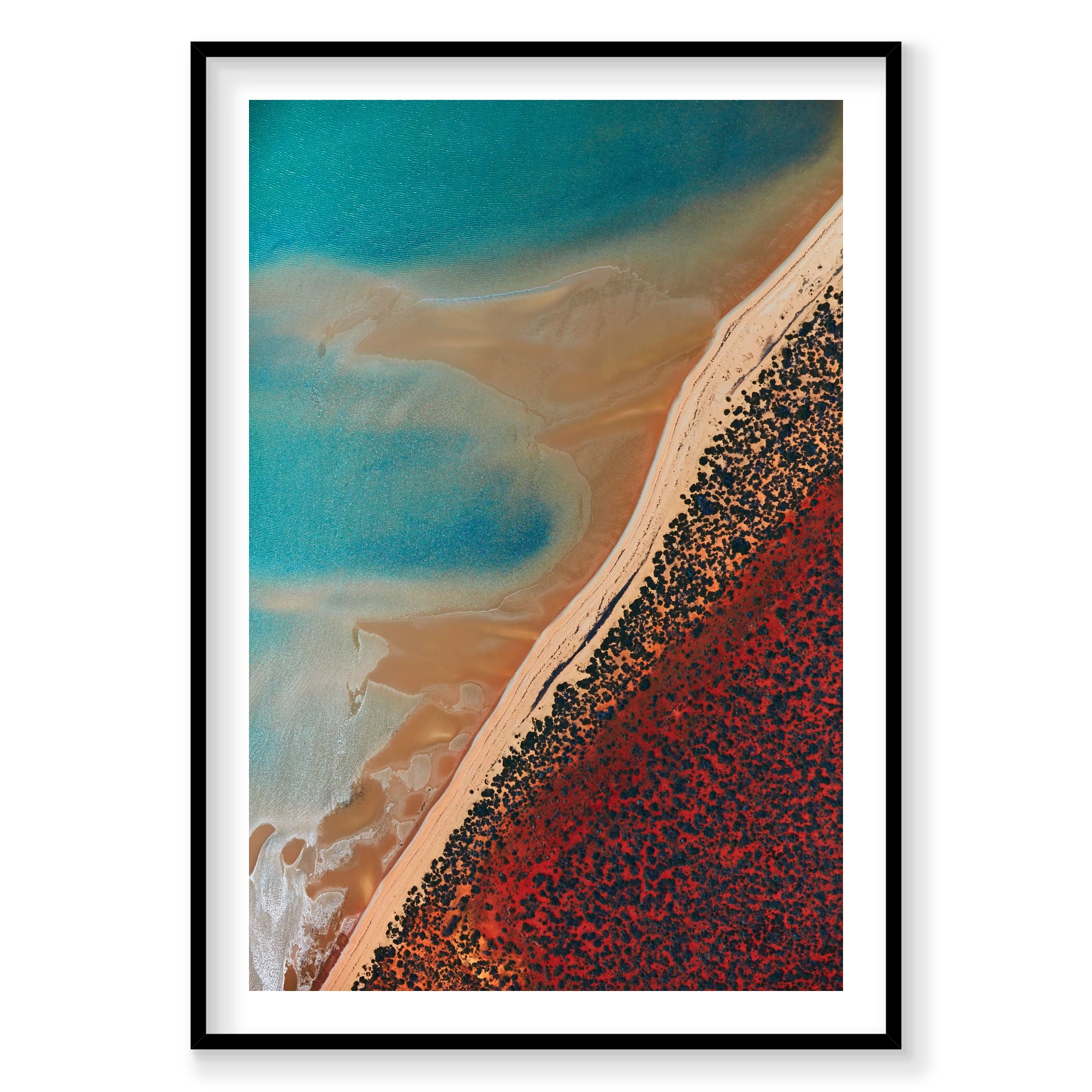 Shallow Water, Shark Bay, Vertical Print, black Victorian Ash frame