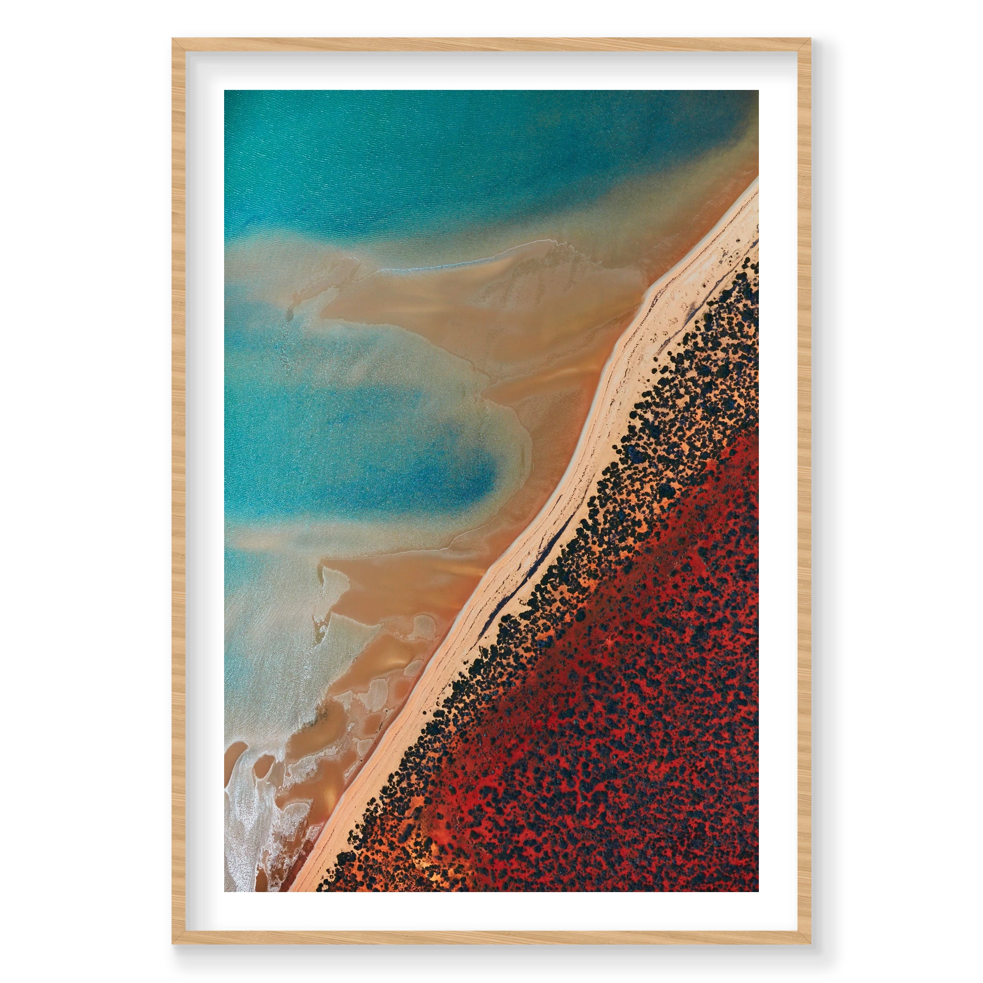 Shallow Water, Shark Bay, Vertical Print, natural Victorian Ash frame